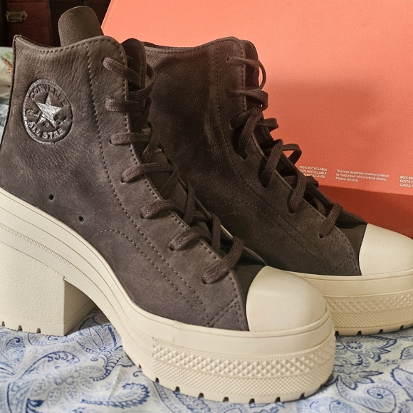 Converse Women's High-Top Platform Sneakers - Dark Brown and Cream - Picture 3 of 9